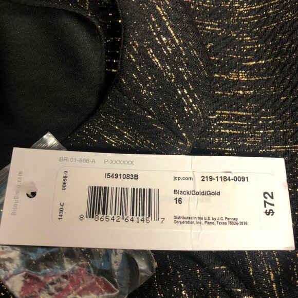 Bisou Bisou Dress Womens Size 16 Black Gold Metallic Sleeveless Sheath NEW - Picture 5 of 9